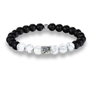 Sagittarius Zodiac Beaded Stretch‎ Bracelet Black Onyx White Howlite Astrology
